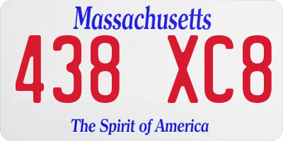 MA license plate 438XC8