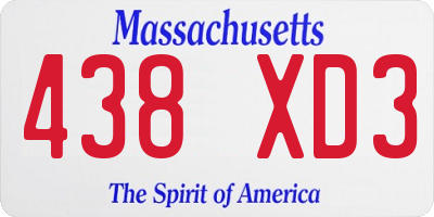 MA license plate 438XD3