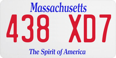 MA license plate 438XD7
