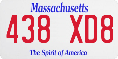 MA license plate 438XD8