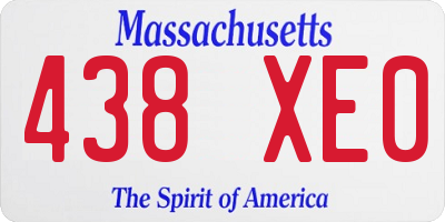 MA license plate 438XE0