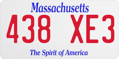 MA license plate 438XE3