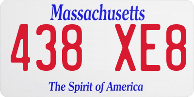 MA license plate 438XE8