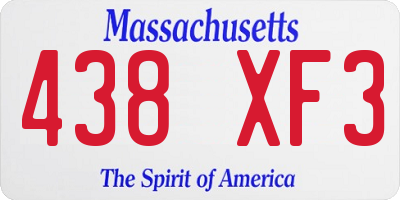 MA license plate 438XF3