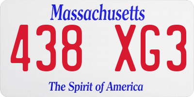 MA license plate 438XG3