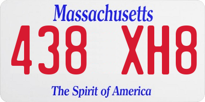 MA license plate 438XH8