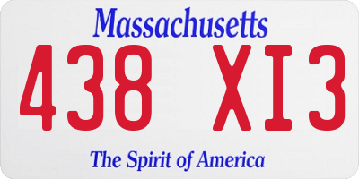 MA license plate 438XI3