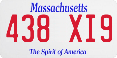 MA license plate 438XI9