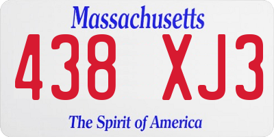 MA license plate 438XJ3