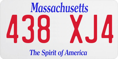 MA license plate 438XJ4