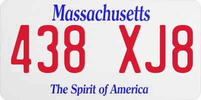 MA license plate 438XJ8