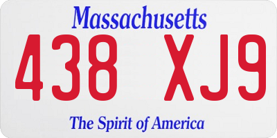 MA license plate 438XJ9