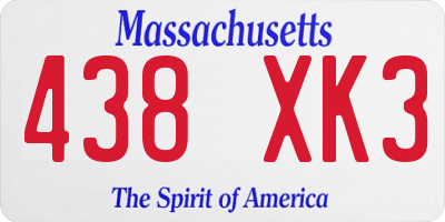 MA license plate 438XK3