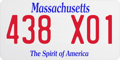 MA license plate 438XO1