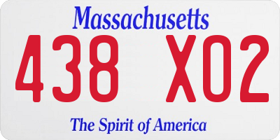 MA license plate 438XO2