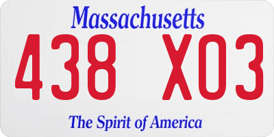 MA license plate 438XO3