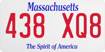 MA license plate 438XQ8