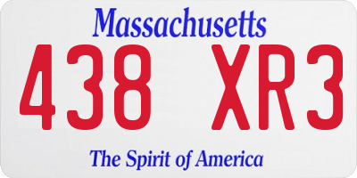 MA license plate 438XR3