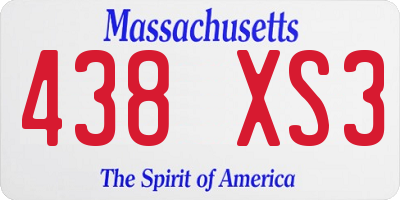 MA license plate 438XS3