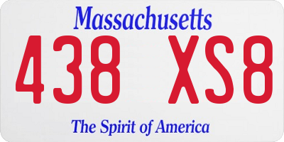 MA license plate 438XS8