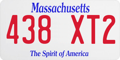 MA license plate 438XT2