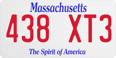 MA license plate 438XT3