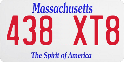 MA license plate 438XT8