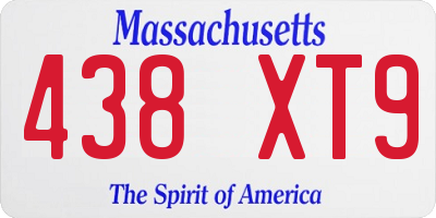 MA license plate 438XT9