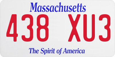 MA license plate 438XU3