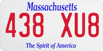 MA license plate 438XU8