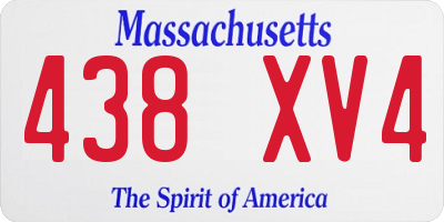 MA license plate 438XV4