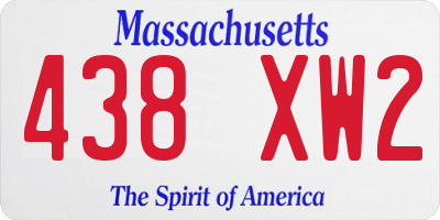 MA license plate 438XW2