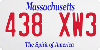 MA license plate 438XW3