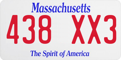 MA license plate 438XX3