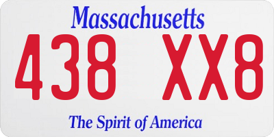 MA license plate 438XX8