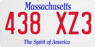 MA license plate 438XZ3