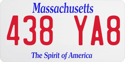MA license plate 438YA8