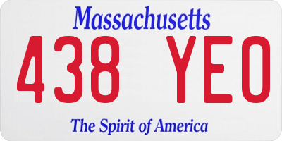 MA license plate 438YE0