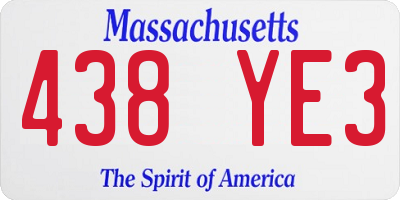 MA license plate 438YE3