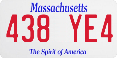 MA license plate 438YE4