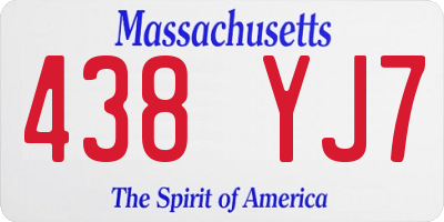 MA license plate 438YJ7