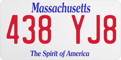 MA license plate 438YJ8