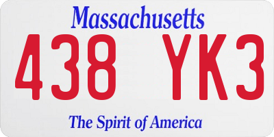 MA license plate 438YK3