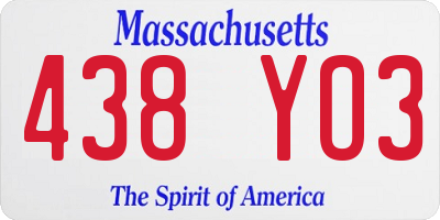 MA license plate 438YO3