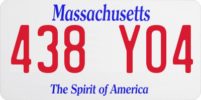 MA license plate 438YO4