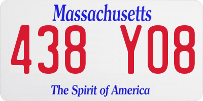 MA license plate 438YO8