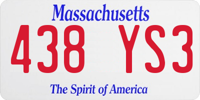 MA license plate 438YS3