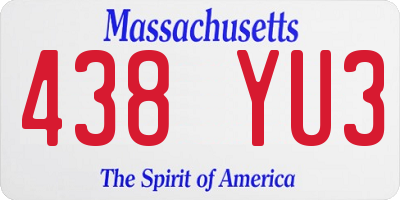 MA license plate 438YU3