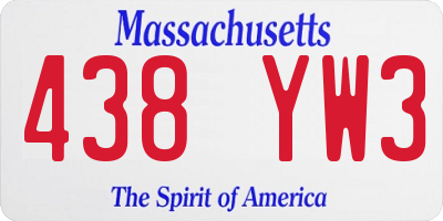 MA license plate 438YW3