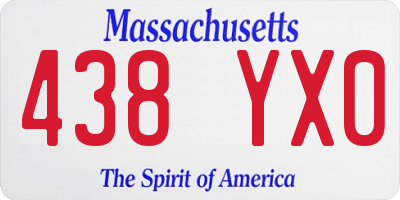 MA license plate 438YX0